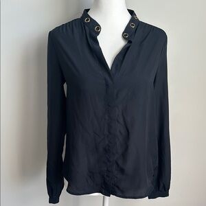 Michael Kors Chic Black Blouse with Gold Accents
